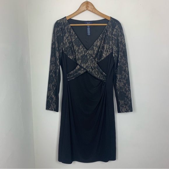 Chaps Black Lace Overlay Dress - Picture 2 of 7